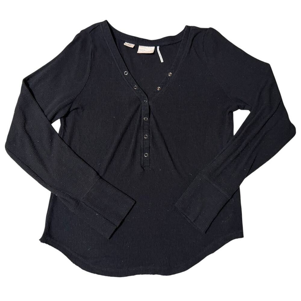 Urban Outfitters Out From Under Black Long Sleeve Henley Tee Ribbed Large Cozy